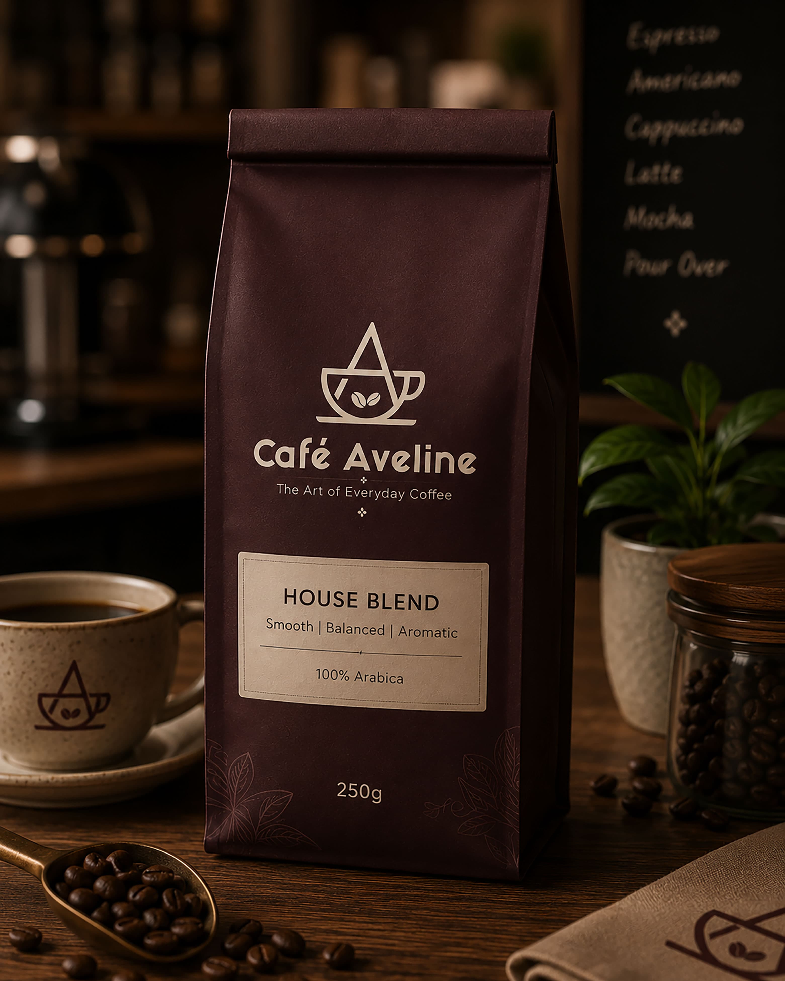 Café Aveline brand identity application